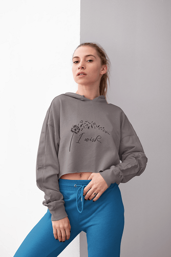 I Wish Cropped Fleece Hoodie - Image 16