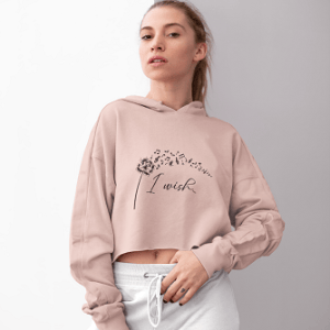 I Wish Cropped Fleece Hoodie