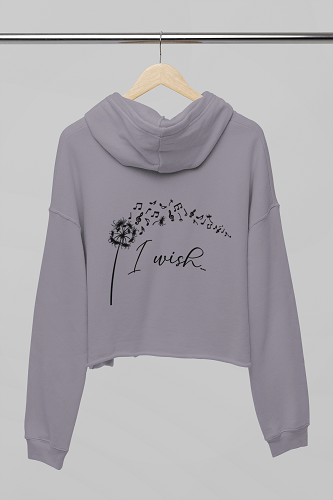 I Wish Cropped Fleece Hoodie - Image 6