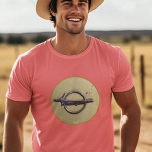 1968 Car Rear Emblem on a Soft-Style T-Shirt