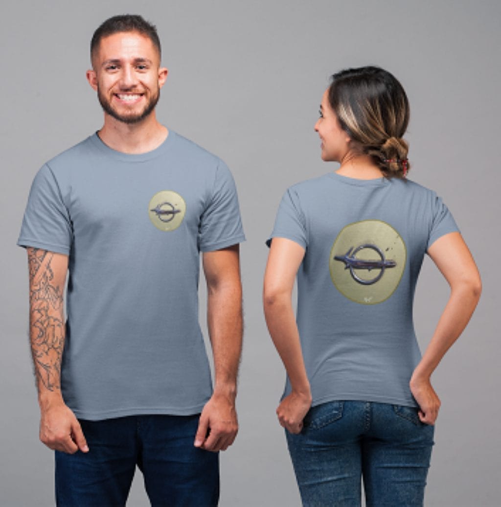 1968 Car Rear Emblem on a Soft-Style T-Shirt - Image 3