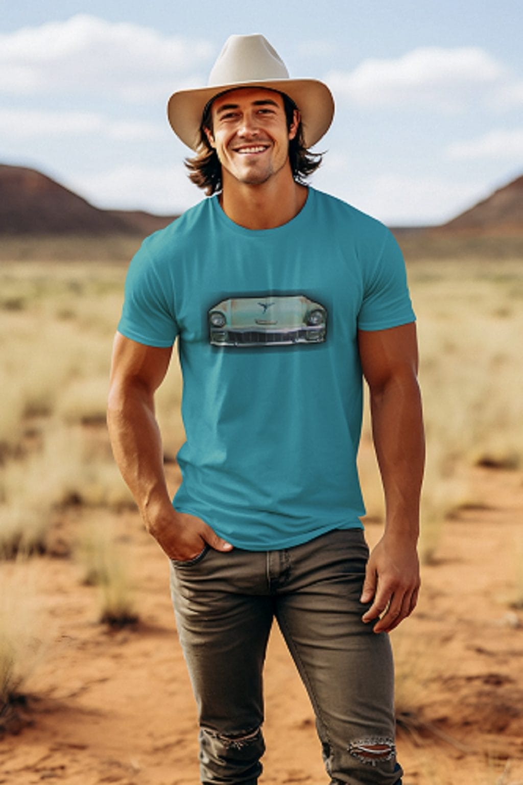 1956 Front End on a Soft-Style T-Shirt