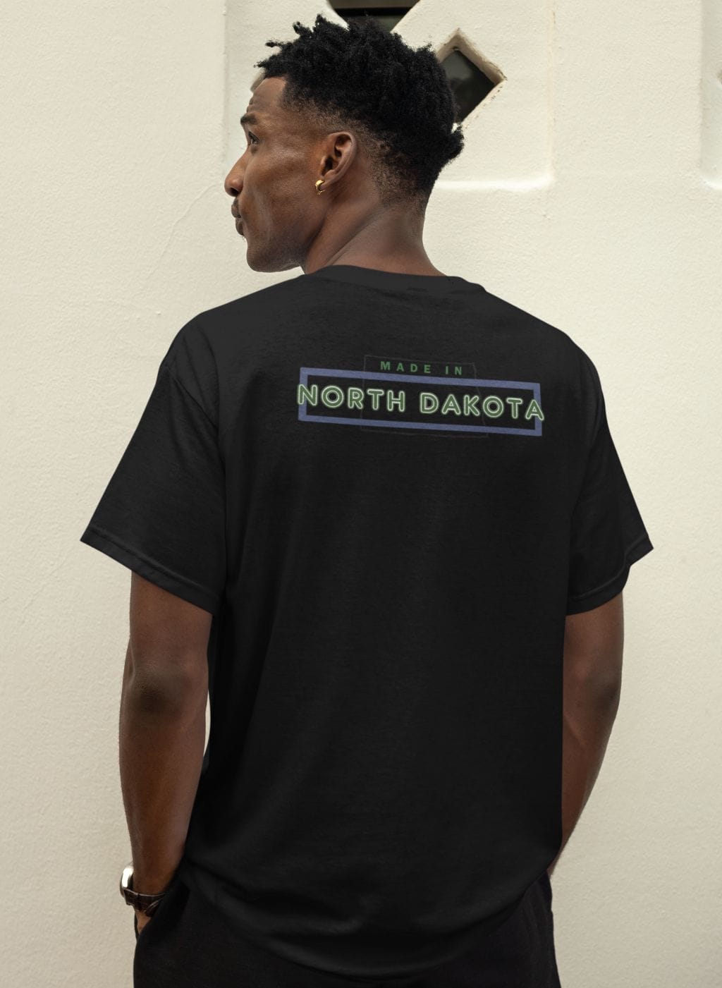 "Made in ND" design created by RJ&T on a Short Sleeved Jersey V-Neck Tee - Image 18
