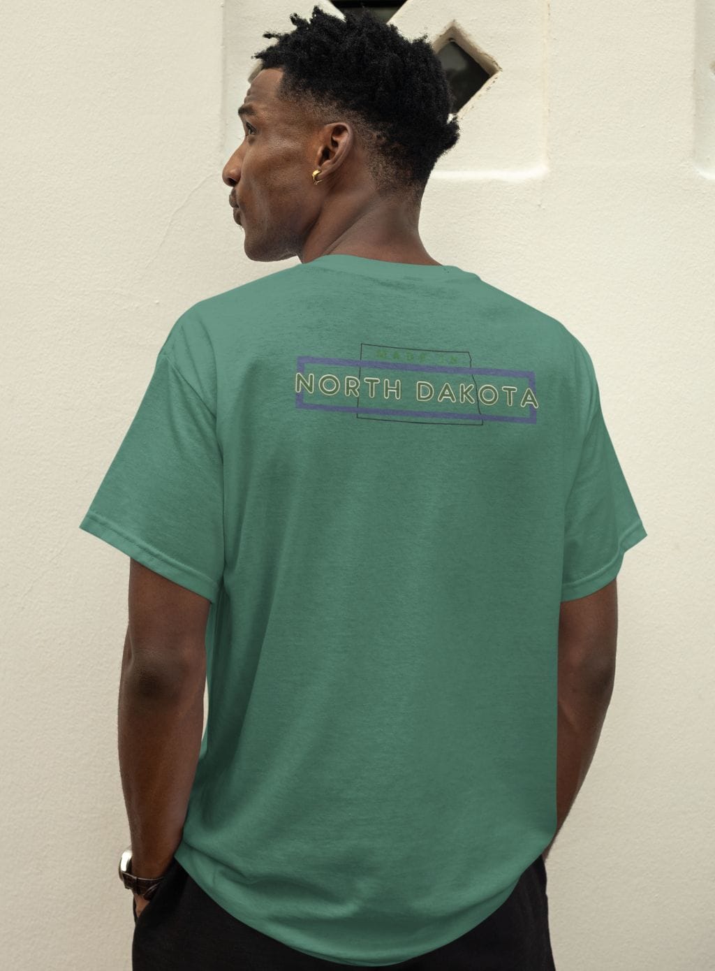 "Made in ND" design created by RJ&T on a Short Sleeved Jersey V-Neck Tee - Image 12