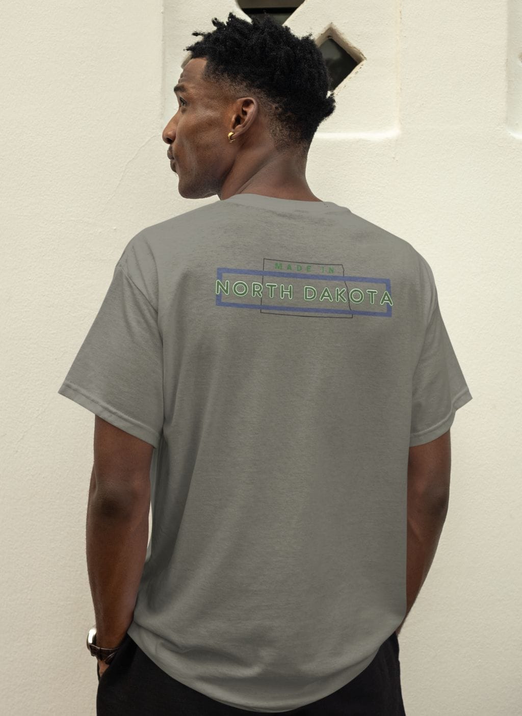 "Made in ND" design created by RJ&T on a Short Sleeved Jersey V-Neck Tee - Image 10