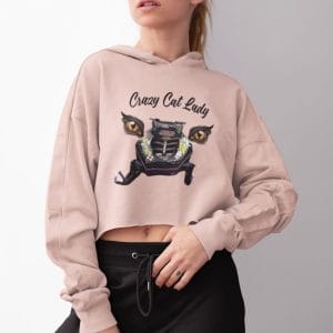 Crazy Cat Lay on a Soft Cropped Fleece Hoodie