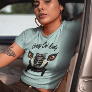 Crazy Cat Lady on a Women's Flowy Cropped Tee