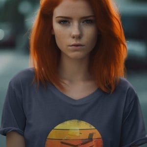 Retro Girls Run the World under a 60s Snowmobile on a Women's Relaxed V-Neck Tee