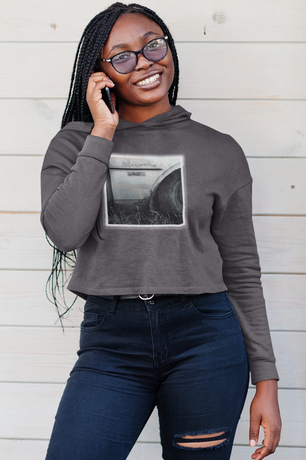 1968 Rear Fender on a Soft Cropped Fleece Hoodie - Image 3