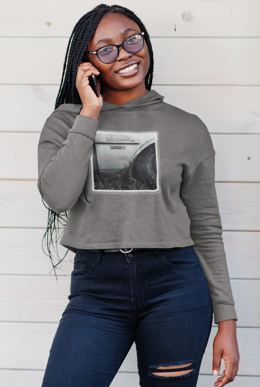 1968 Rear Fender on a Soft Cropped Fleece Hoodie - Image 2