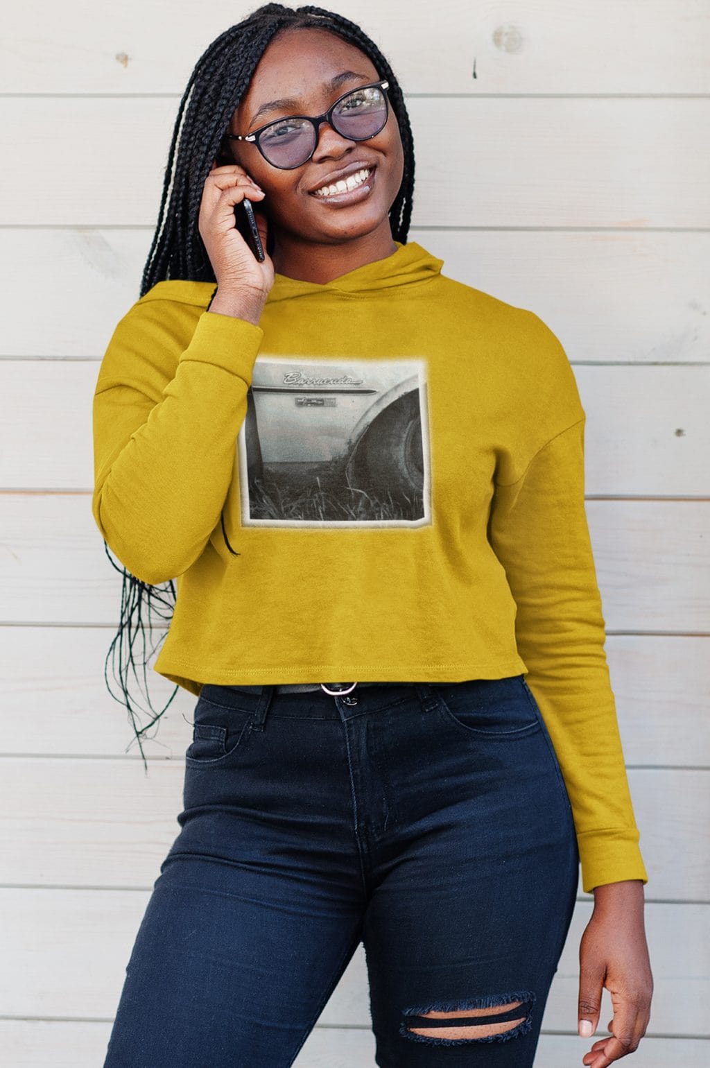 1968 Rear Fender on a Soft Cropped Fleece Hoodie