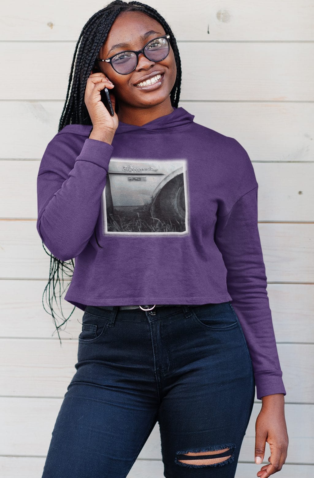 1968 Rear Fender on a Soft Cropped Fleece Hoodie - Image 5