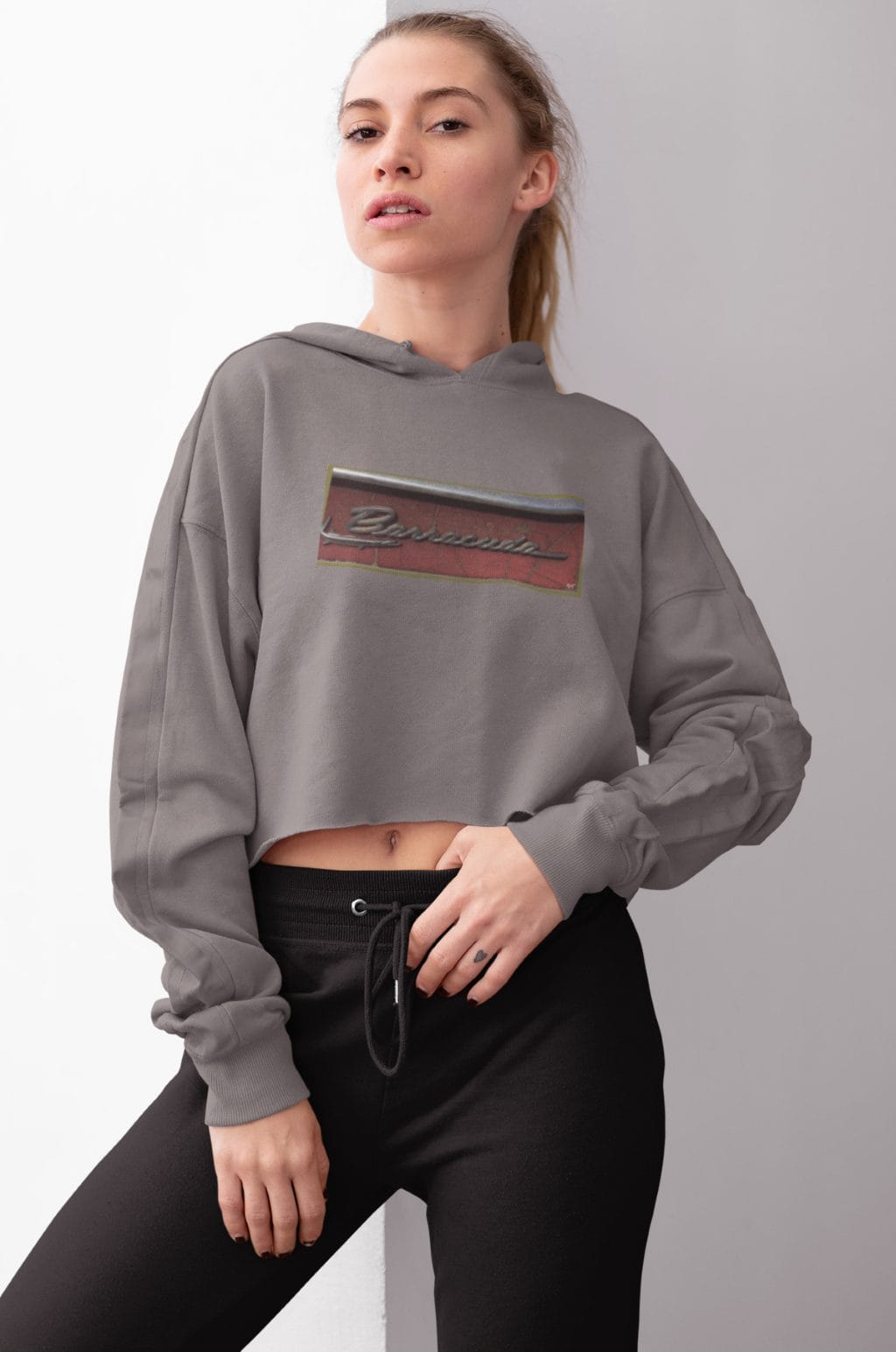 1968 Front Fender Emblem on a Soft Cropped Fleece Hoodie - Image 2