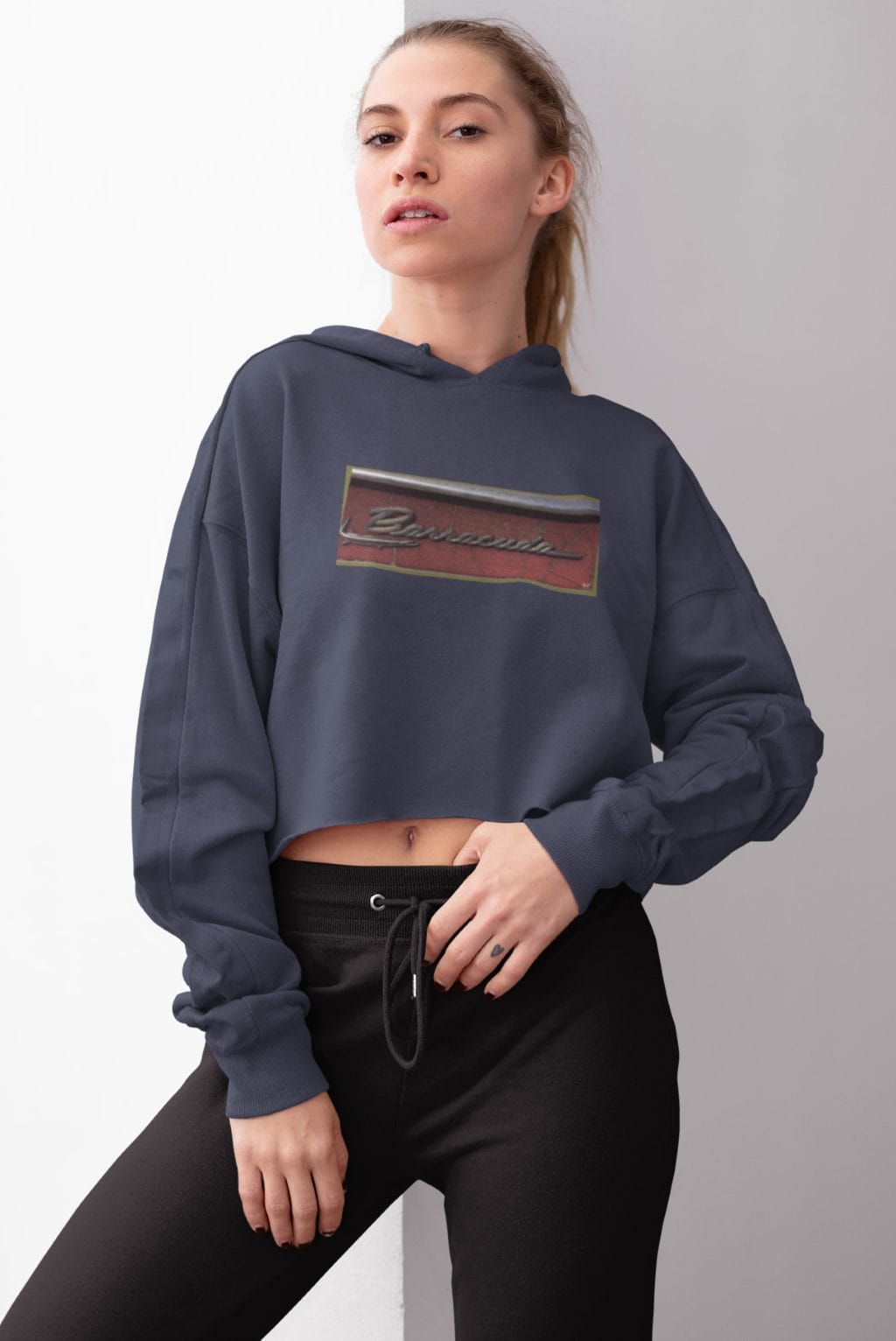 1968 Front Fender Emblem on a Soft Cropped Fleece Hoodie - Image 5