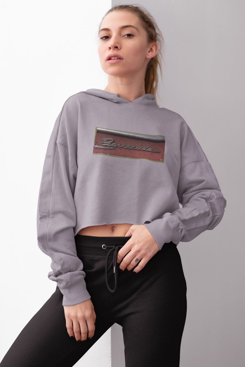 1968 Front Fender Emblem on a Soft Cropped Fleece Hoodie - Image 4