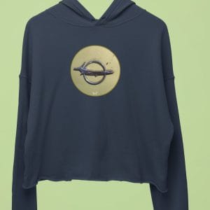 1968 Rear Emblem on a Soft Cropped Fleece Hoodie