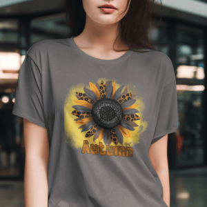 Sunflower Design in Autumn colors on a DryBlend T-Shirt