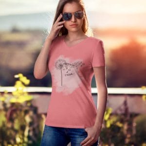 I Wish on a Short Sleeved Jersey V-Neck Tee