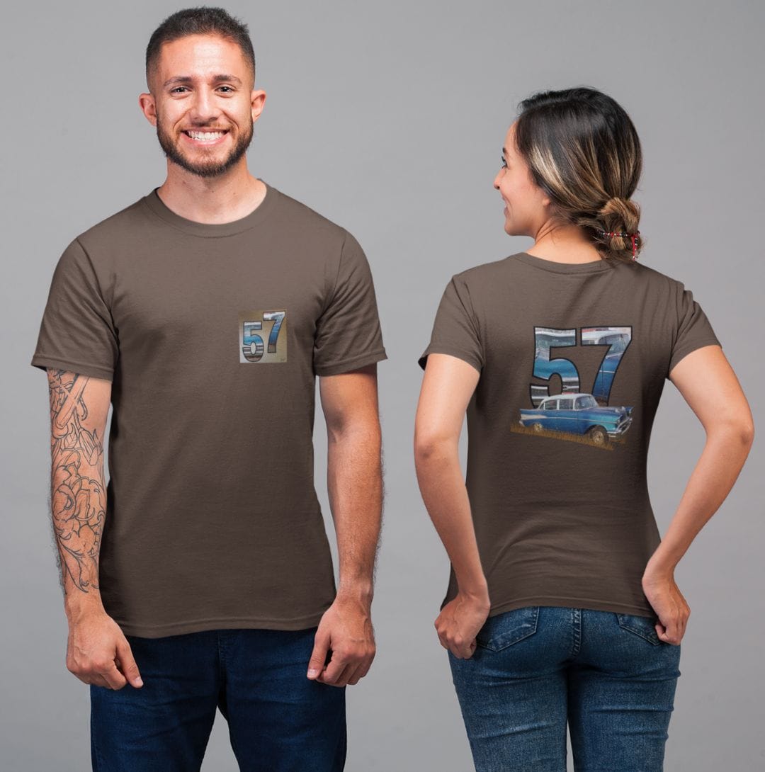 1957 Chevy photo inside 57 on a CVC T-Shirt