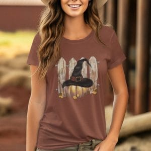 Pumpkin with Witch Hat on a CVC T-Shirt