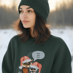 2 Cute Christmas Owls on a Heavy 50/50 Blend Sweatshirt