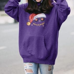 Santa Hat with Love in His Eyes on a Heavy 50/50 Blend Hoodie