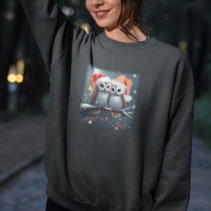 Two AI Owls on a Starlit Night on a Heavy 50/50 Blend Sweatshirt