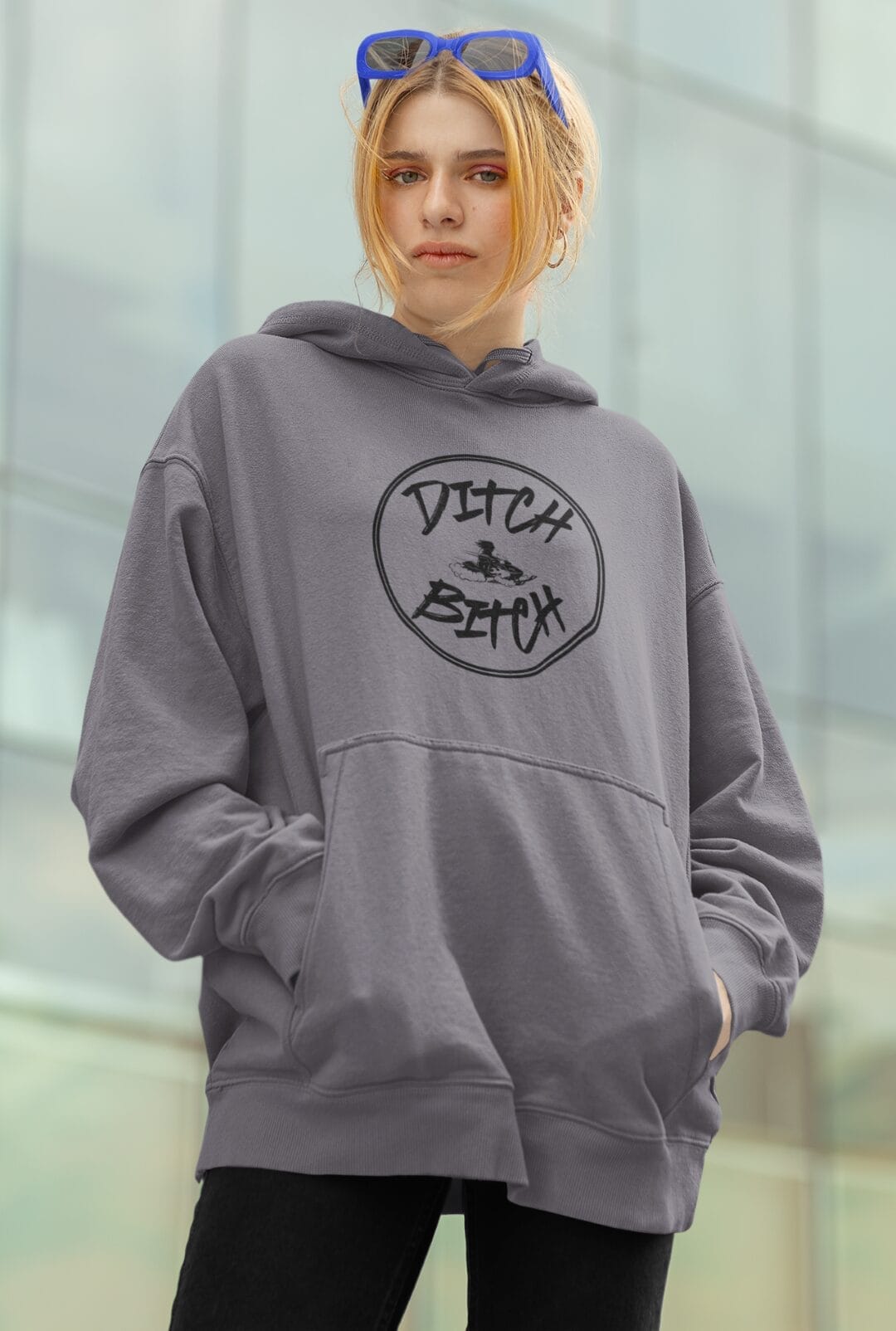Ditch Bitch Black on a Heavy 50/50 Blend Hoodie