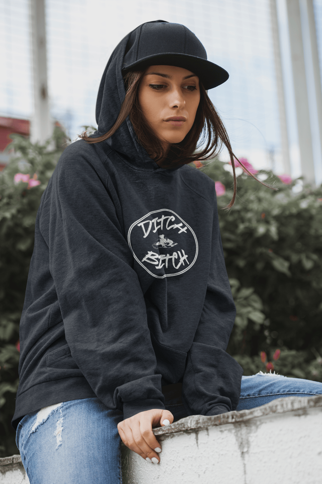 Ditch Bitch Black on a Heavy 50/50 Blend Hoodie